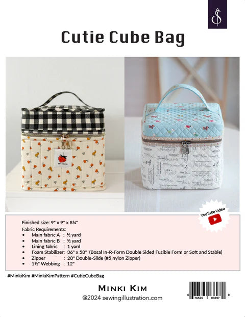 Cutie Cube Bag Pattern by Minki Kim Sewing Illustrations