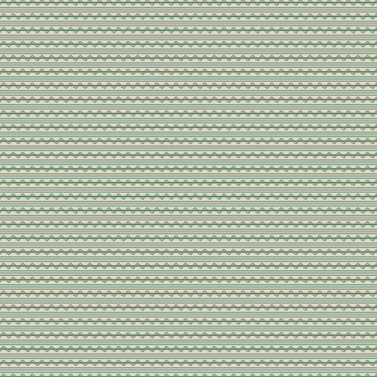 Green and cream striped fabric with decorative patterns, ideal for home decor and upholstery projects.