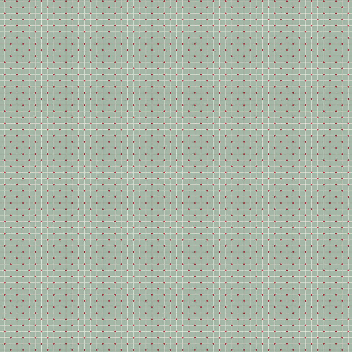 Light mint green patterned fabric with red dots, ideal for upholstery and crafting projects.