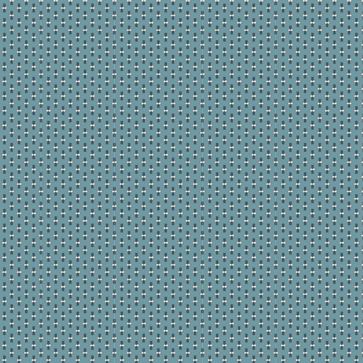 Teal fabric with white geometric pattern, perfect for quilting or craft projects.