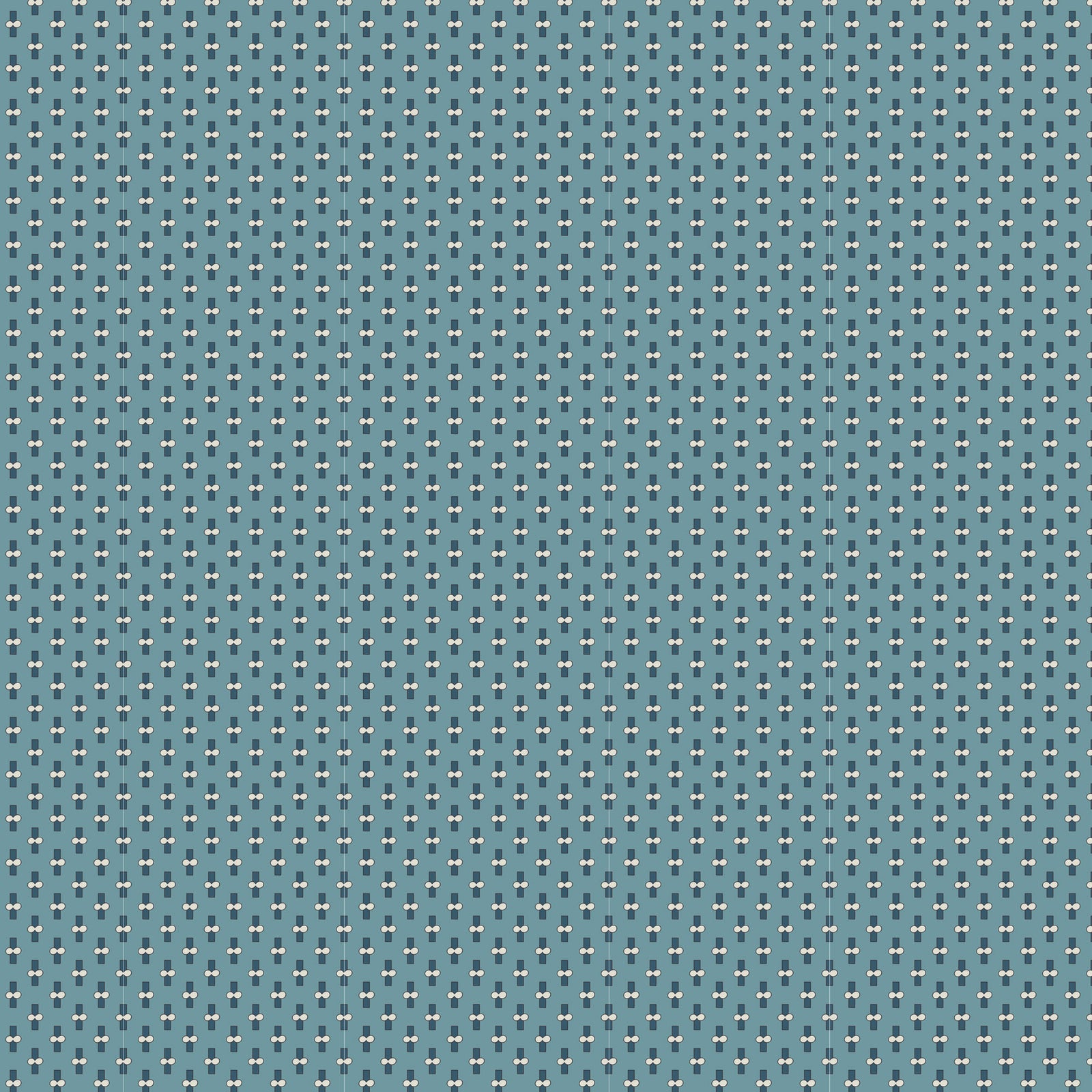 Teal fabric with white geometric pattern, perfect for quilting or craft projects.