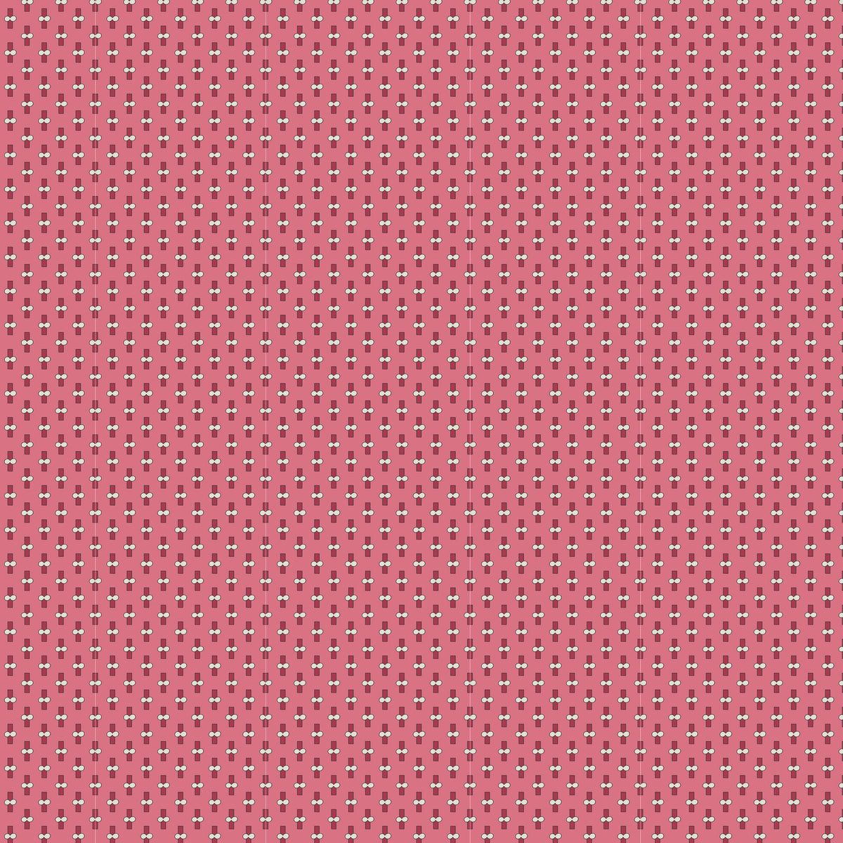 Pink patterned fabric with small white flower motifs, perfect for crafting and sewing projects.