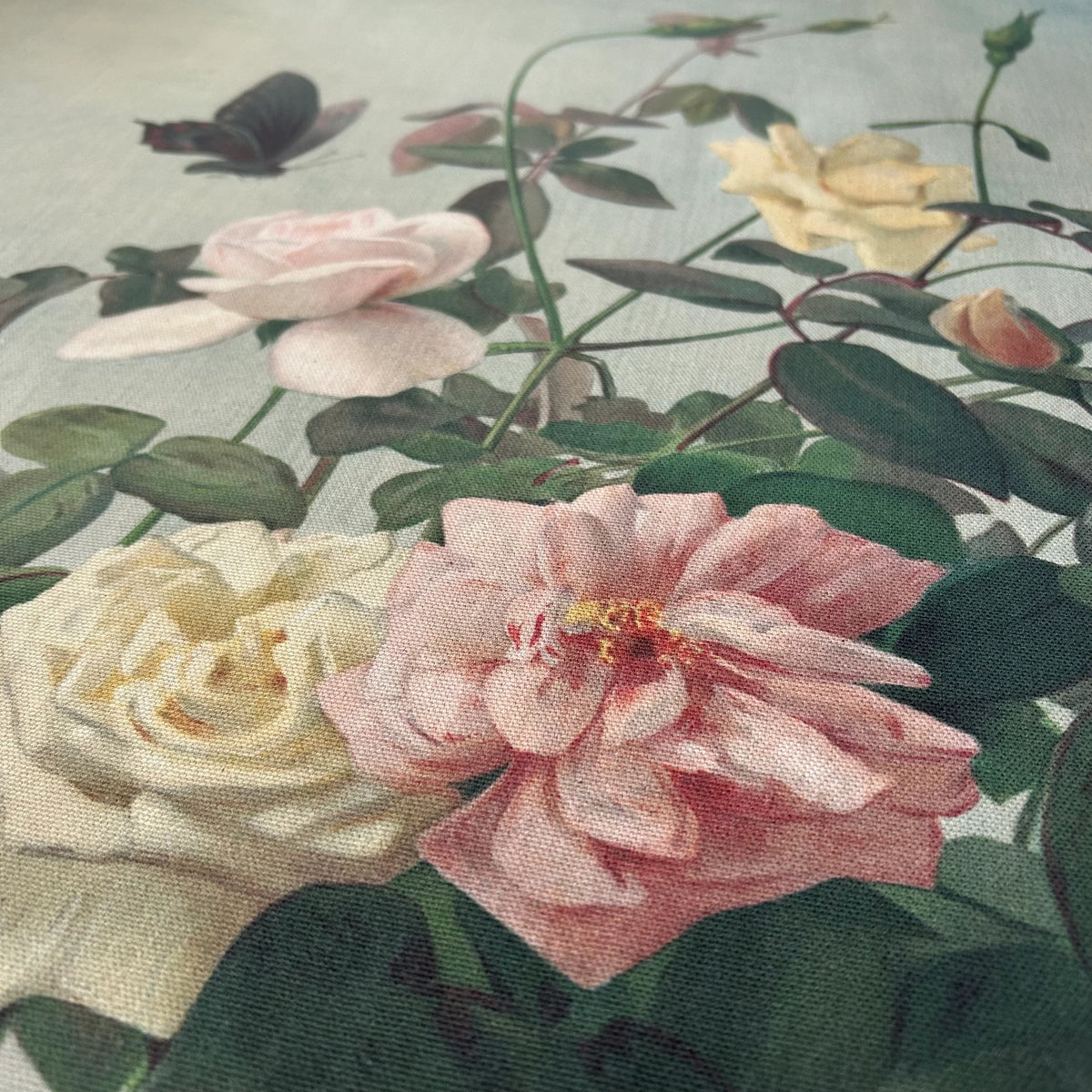 Stitch & Fable Vintage Art Textile Panel ~ {Roses and Butterfly}