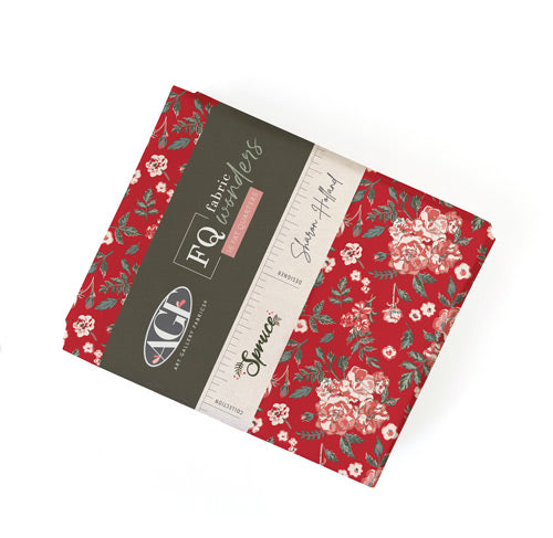 Red floral fabric bundle, 18x22 inches, premium cotton, perfect for quilting and crafting.