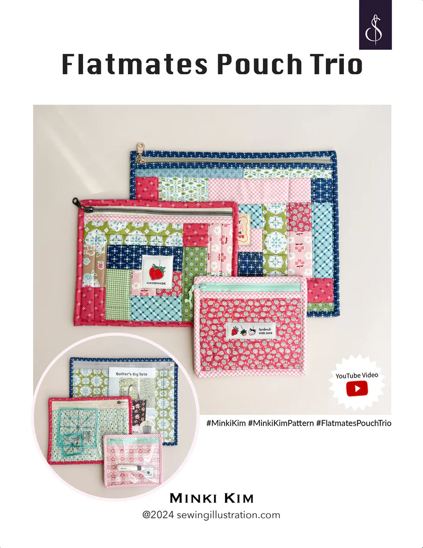 Flatmates Pouch Trio Pattern by Minki Kim Sewing Illustrations