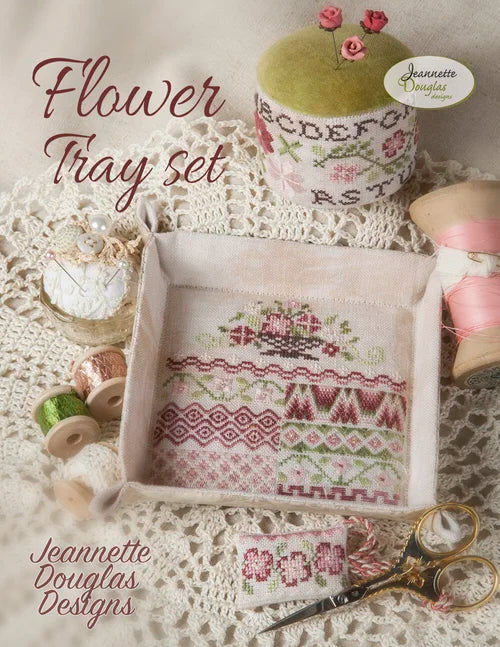 Flower Tray Set Cross stitch pattern by Jeannette Douglas Designs