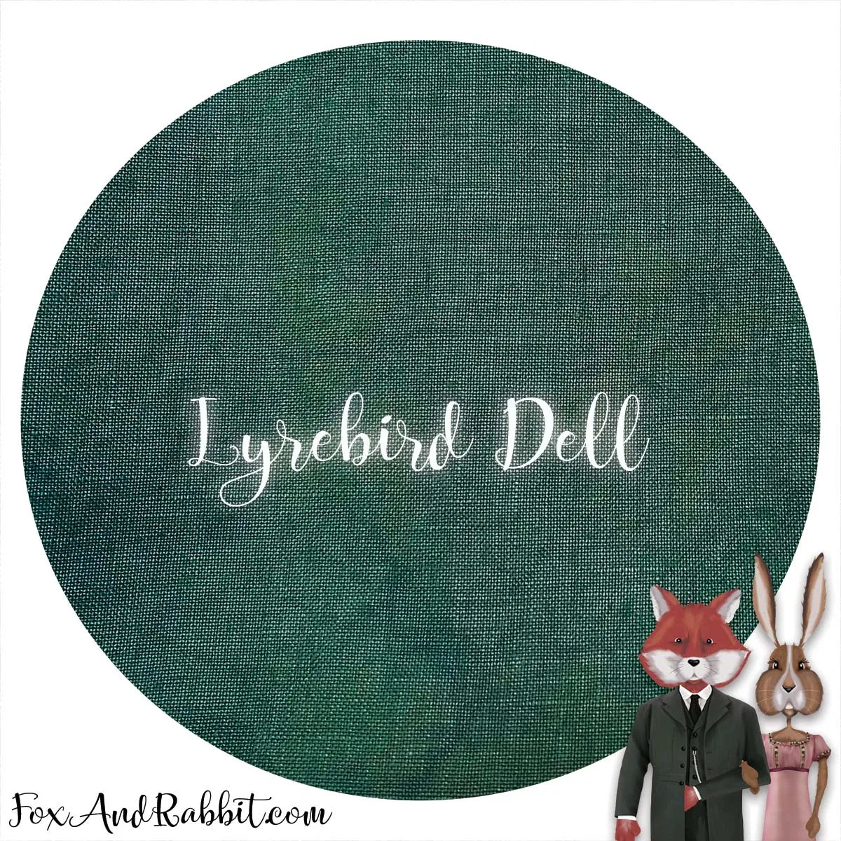 Fox and Rabbit linen -Lyrebird Dell 46 count-