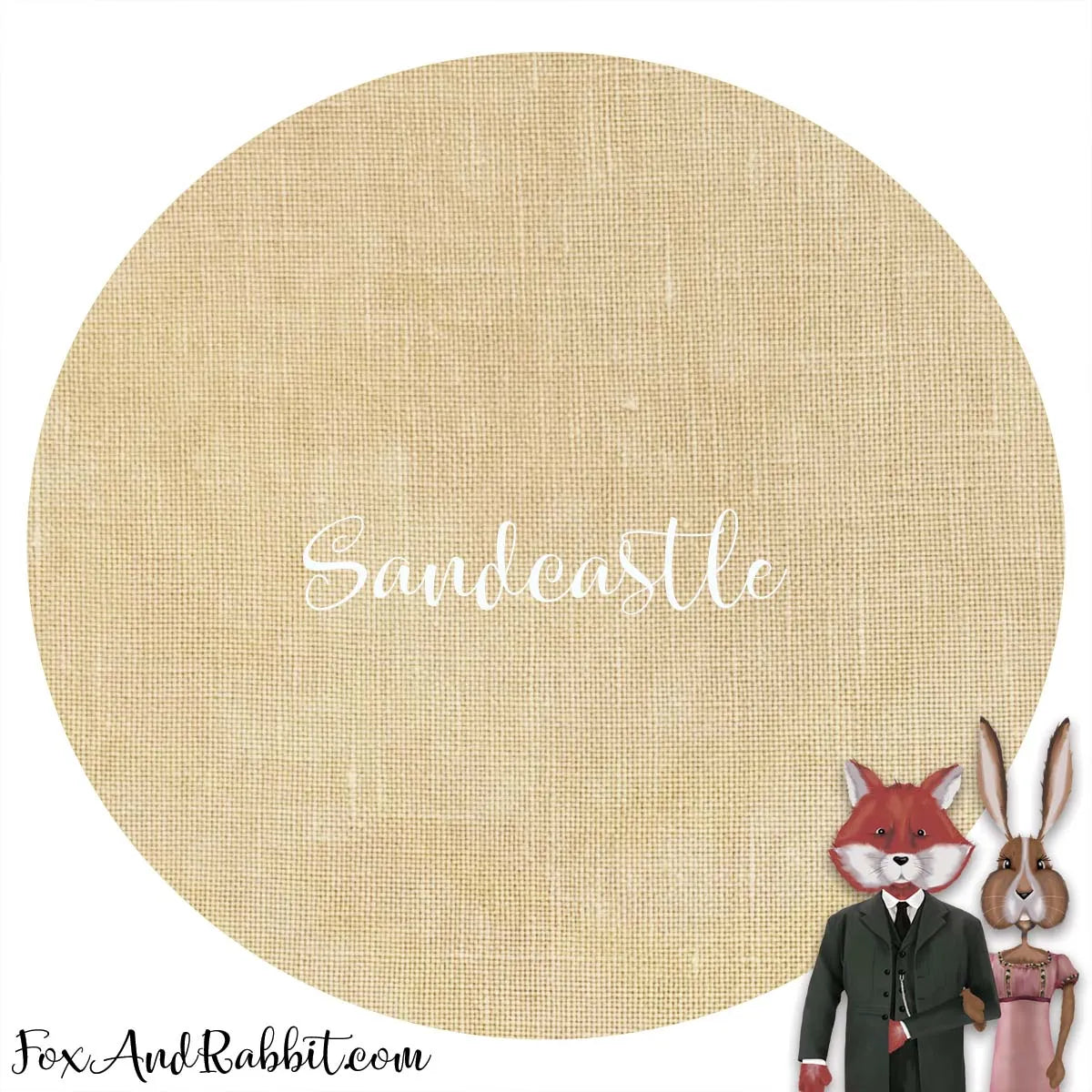 Fox and Rabbit linen -Sandcastle 46 count-