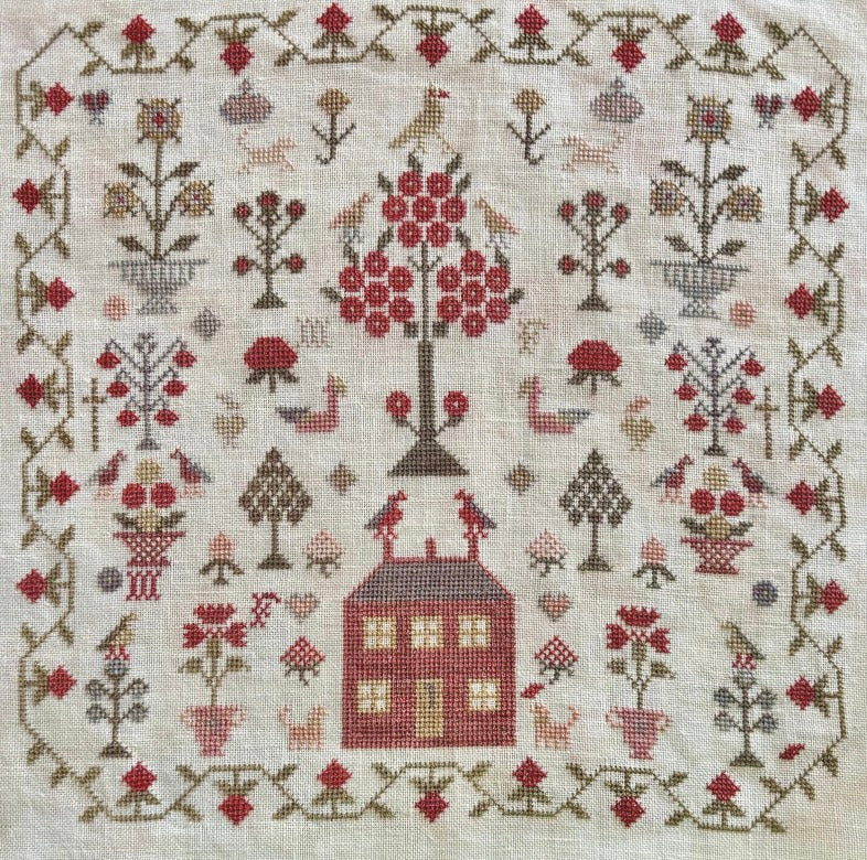 The Stitchery Sisters Cross Stitch Pattern: The Little Red House Sampler