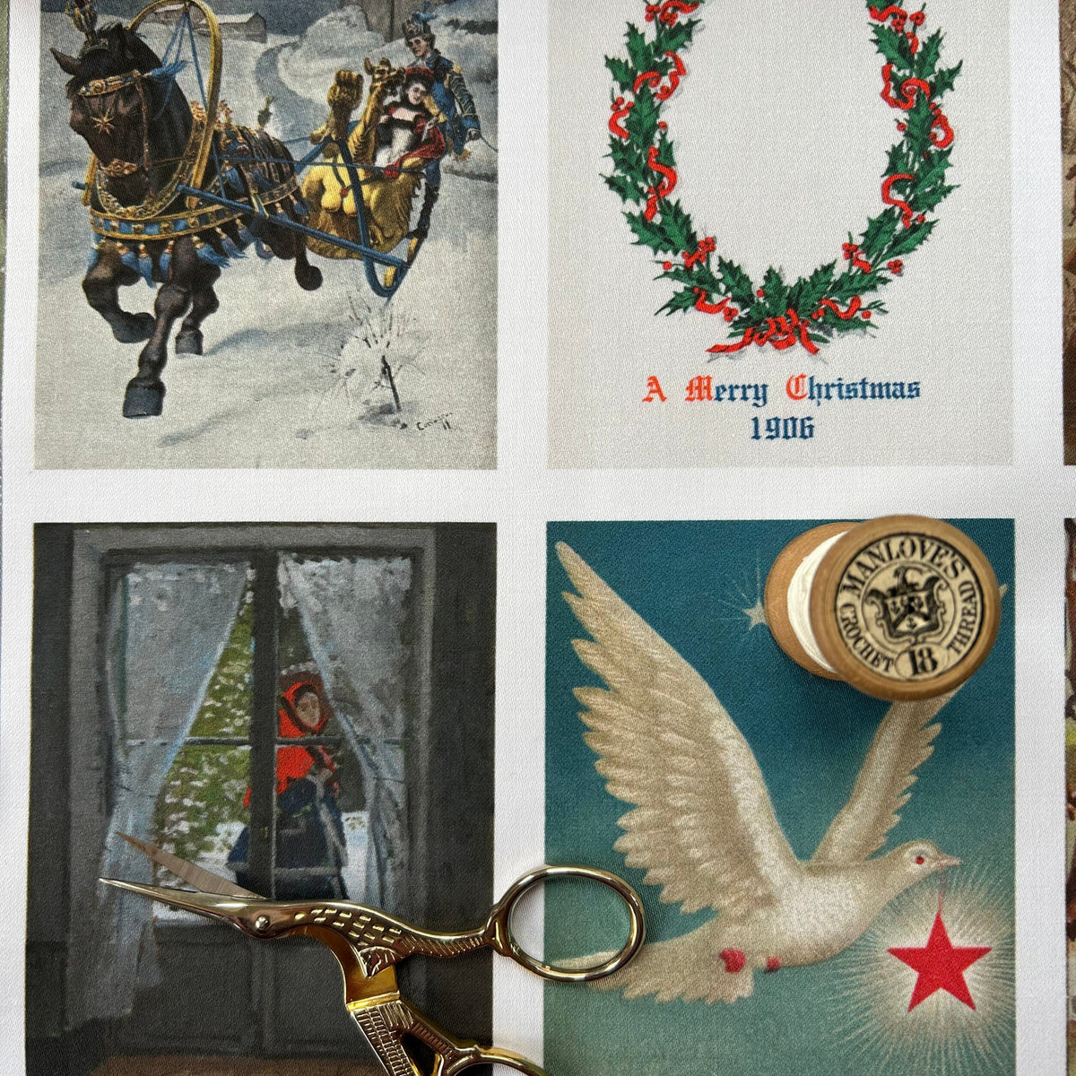 Stitch & Fable Mini Vintage Art Fabric Prints ~ Set of 9 {Christmas}