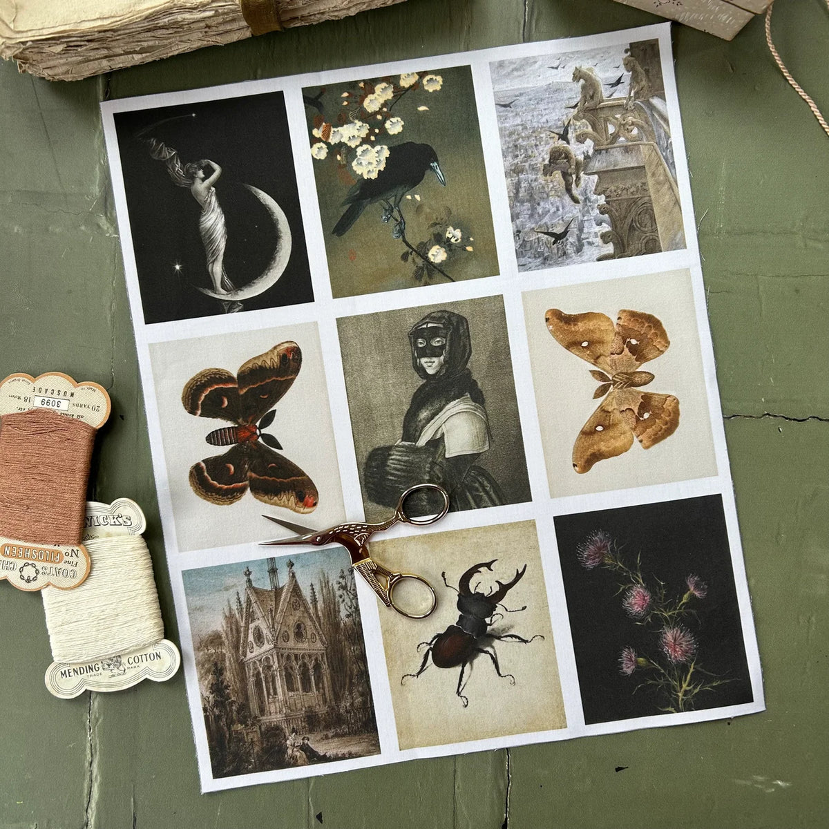 Stitch & Fable Mini Vintage Art Fabric Prints ~ Set of 9 {Nocturne}