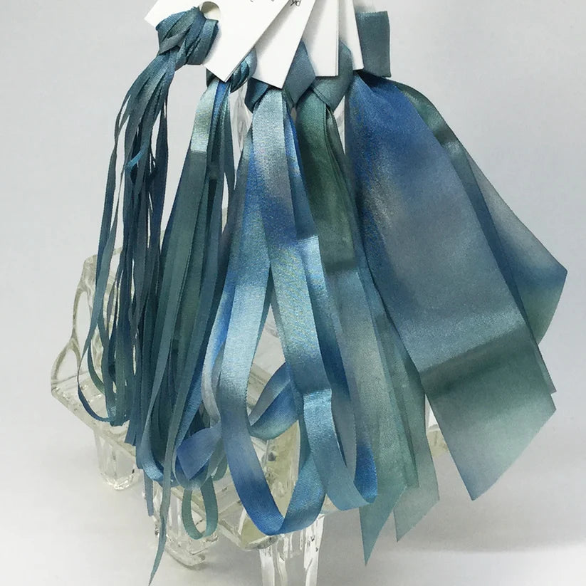 Hand dyed silk ribbon, French Blue, by Mary Jo Hiney Designs
