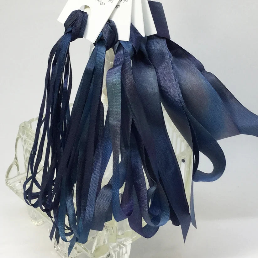 Hand dyed silk ribbon, French Indigo, by Mary Jo Hiney Designs