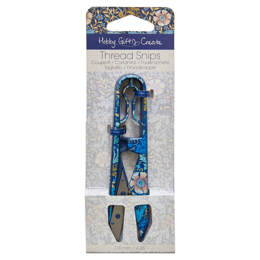 Floral-patterned thread snips, 110mm, ideal for quick fabric cutting. Perfect for sewing and crafting.