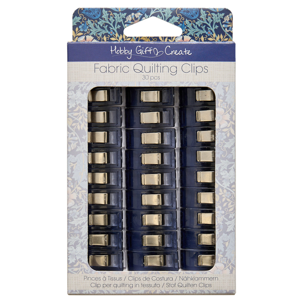 30 pcs fabric quilting clips in navy blue with metal clips for easy sewing and quilting projects.