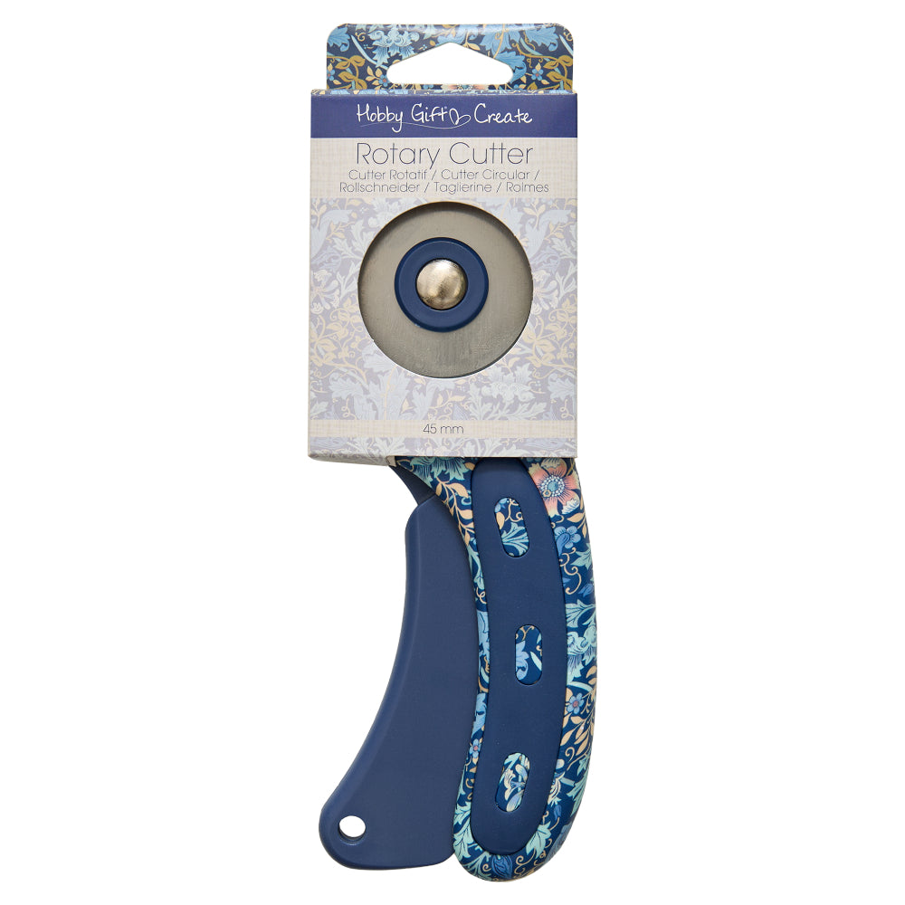Hobby Gift Create 45mm rotary cutter with floral patterned handle, ideal for quilting and fabric crafts.