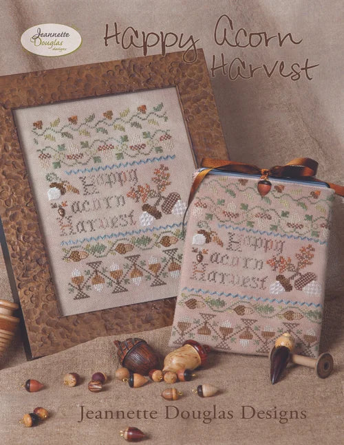 Happy Acorn Harvest Cross stitch pattern by Jeannette Douglas Designs