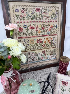 Spring Alphabet Garden & Smalls Cross stitch pattern by Jeannette Douglas Designs