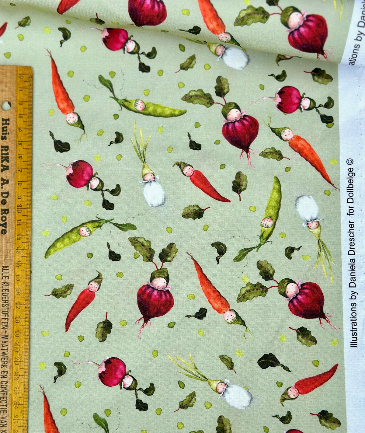 Dollbelge Fabric Veggies Fabric (Beets, Carrots and Peas)