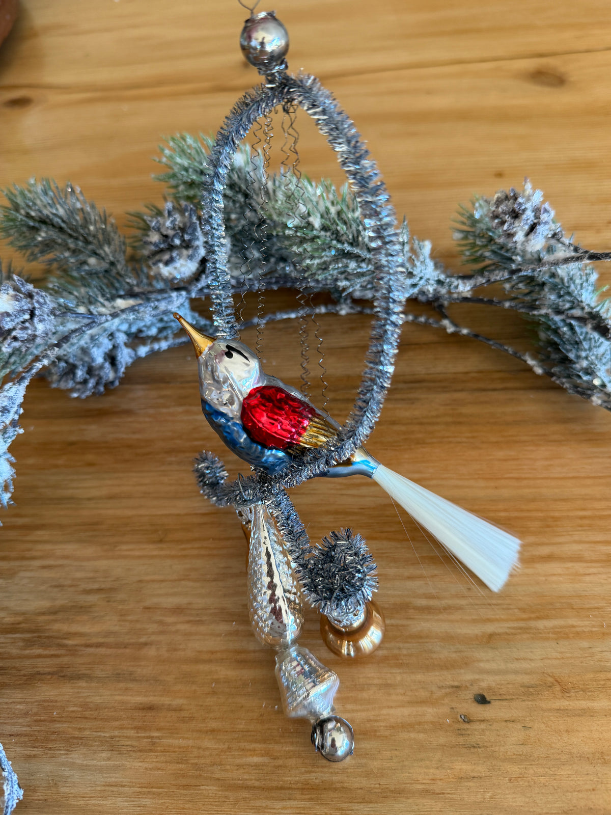 Nostalgie Handmade Ornament from Germany {Birds on Perch, multiple colours}