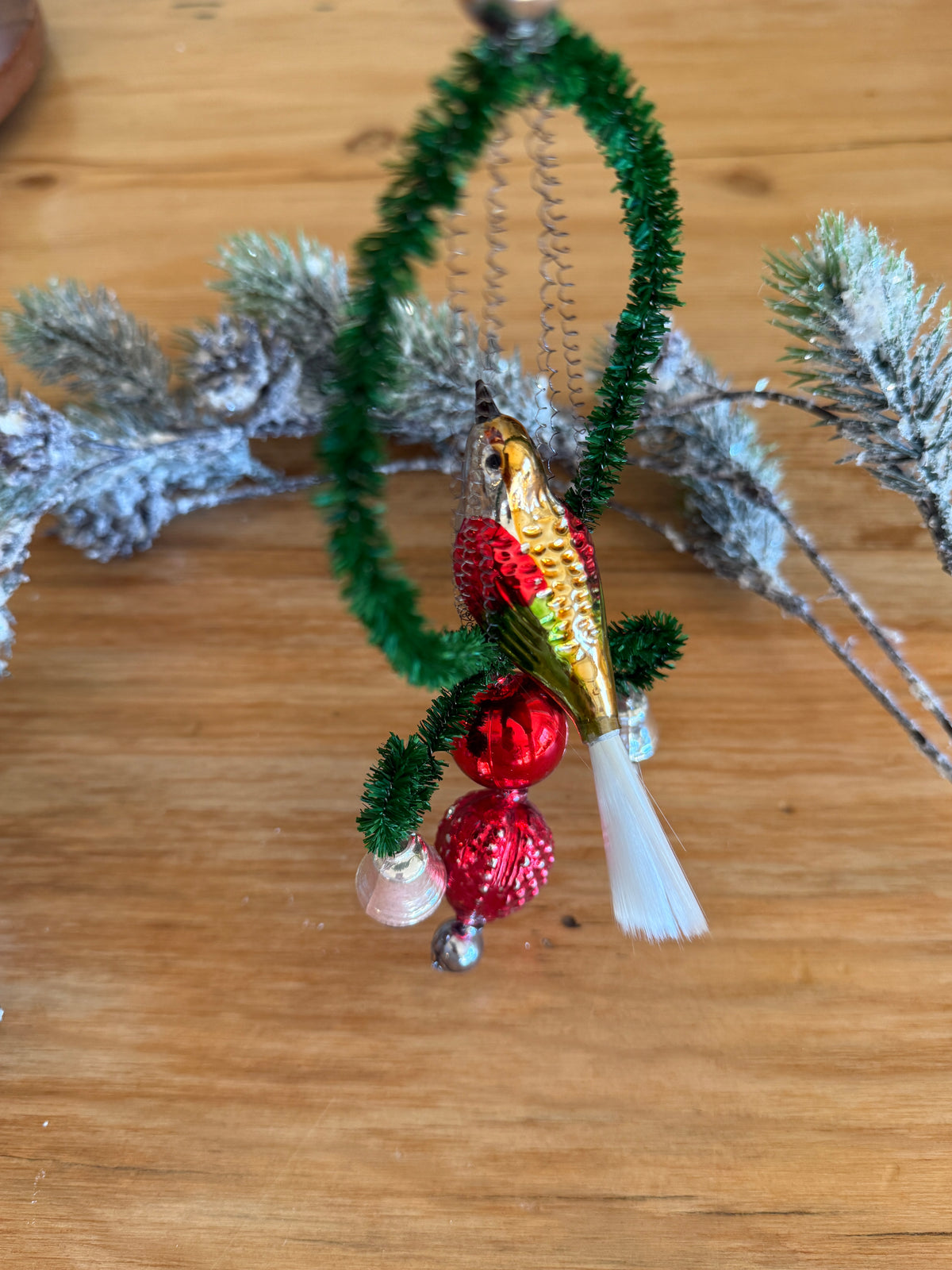Nostalgie Handmade Ornament from Germany {Birds on Perch, multiple colours}