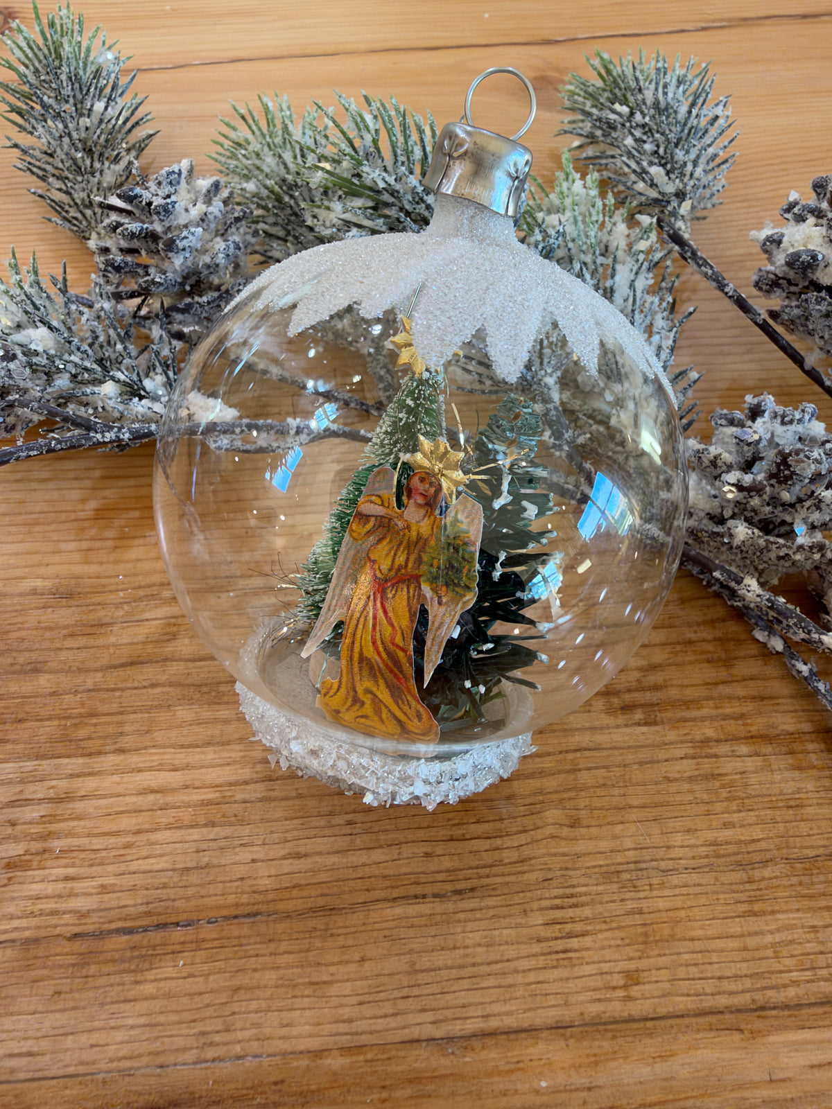 Nostalgie Handmade Ornament from Germany {Diorama yellow Angel}