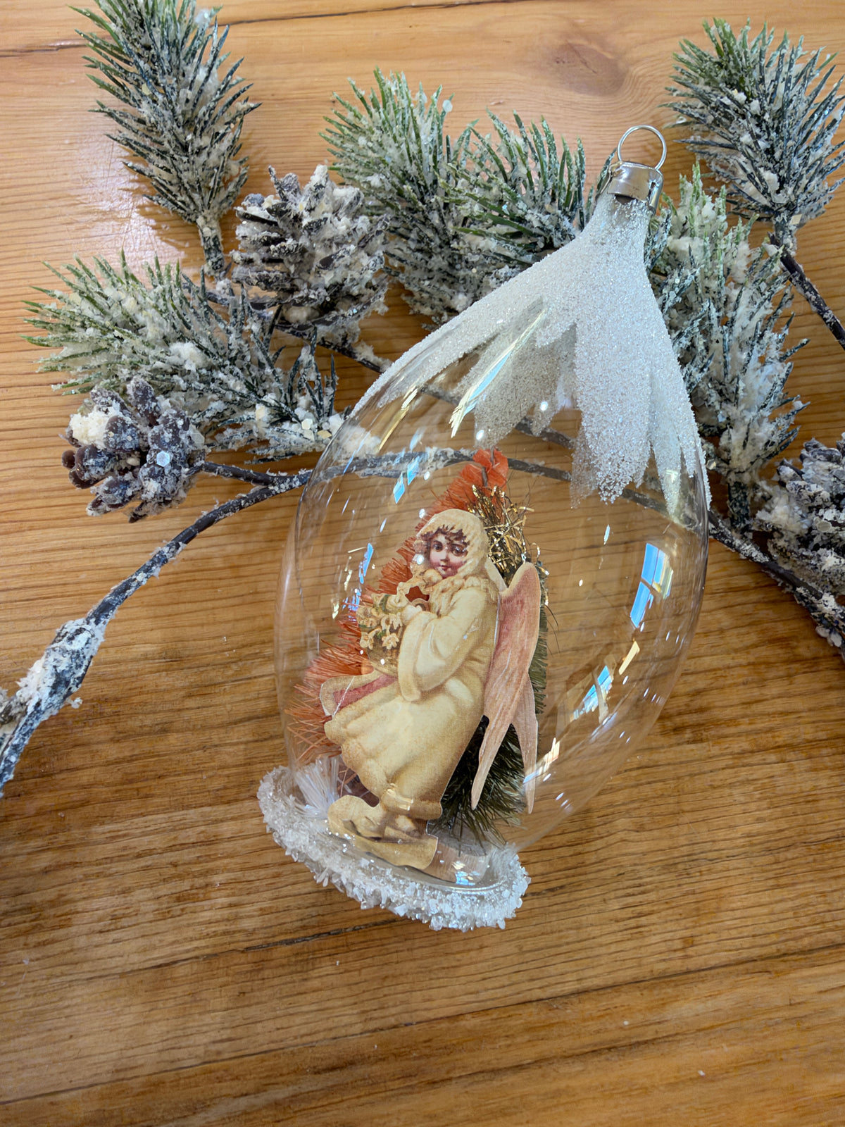 Nostalgie Handmade Ornament from Germany {Diorama Cream Angel}