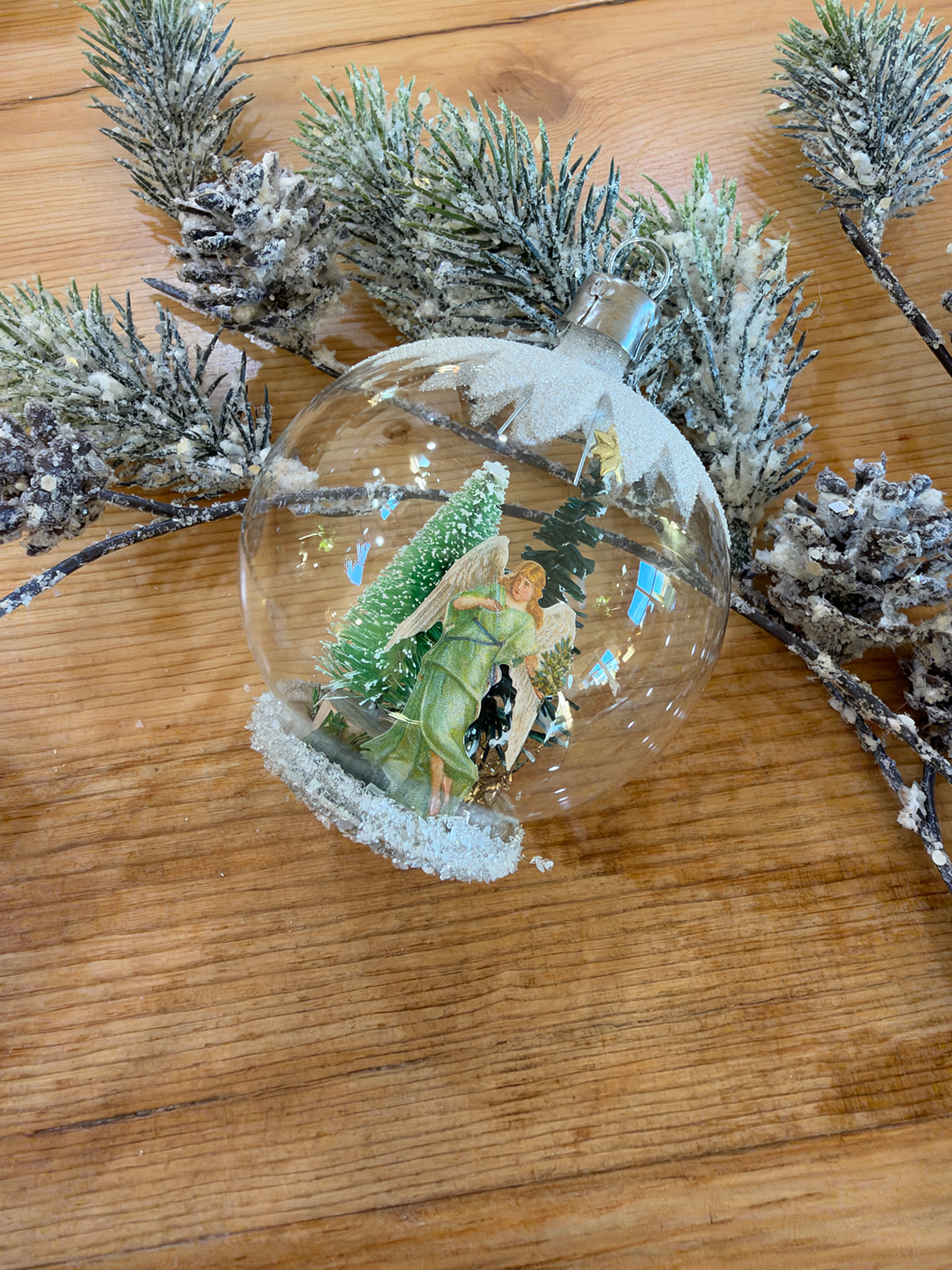 Nostalgie Handmade Ornament from Germany {Diorama Green Angel}