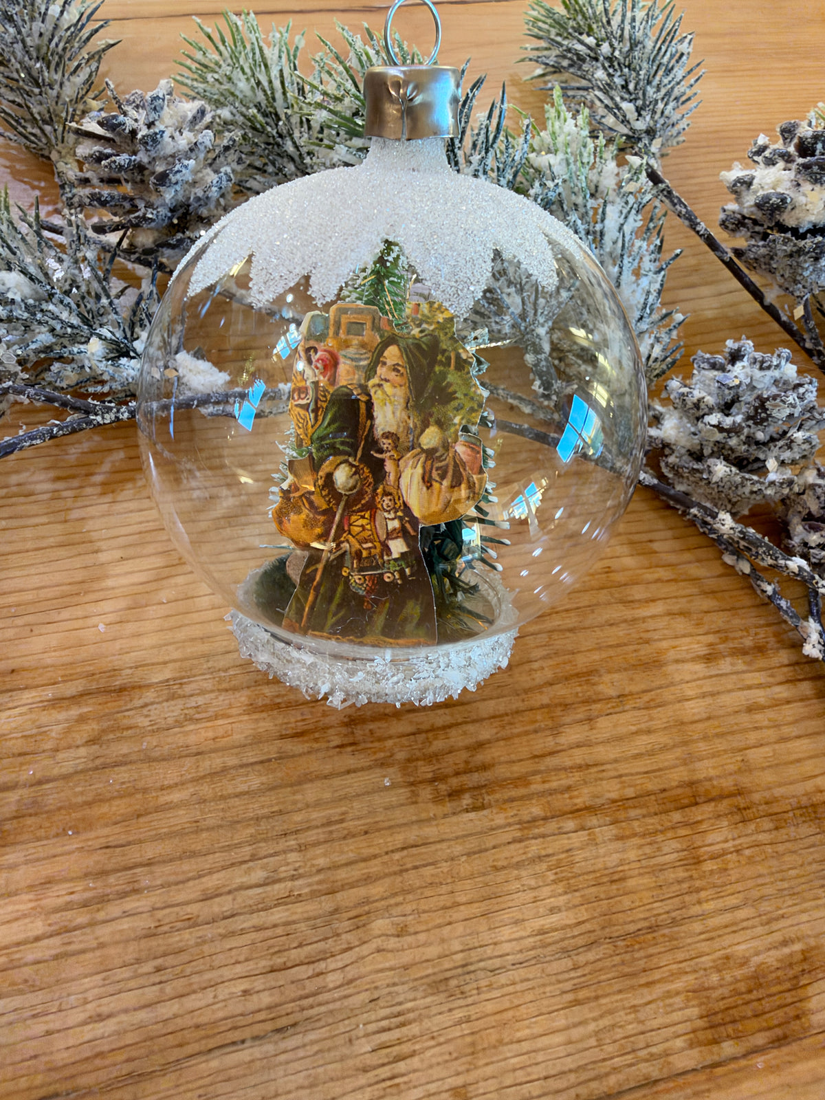 Nostalgie Handmade Ornament from Germany {Diorama Green Santa}