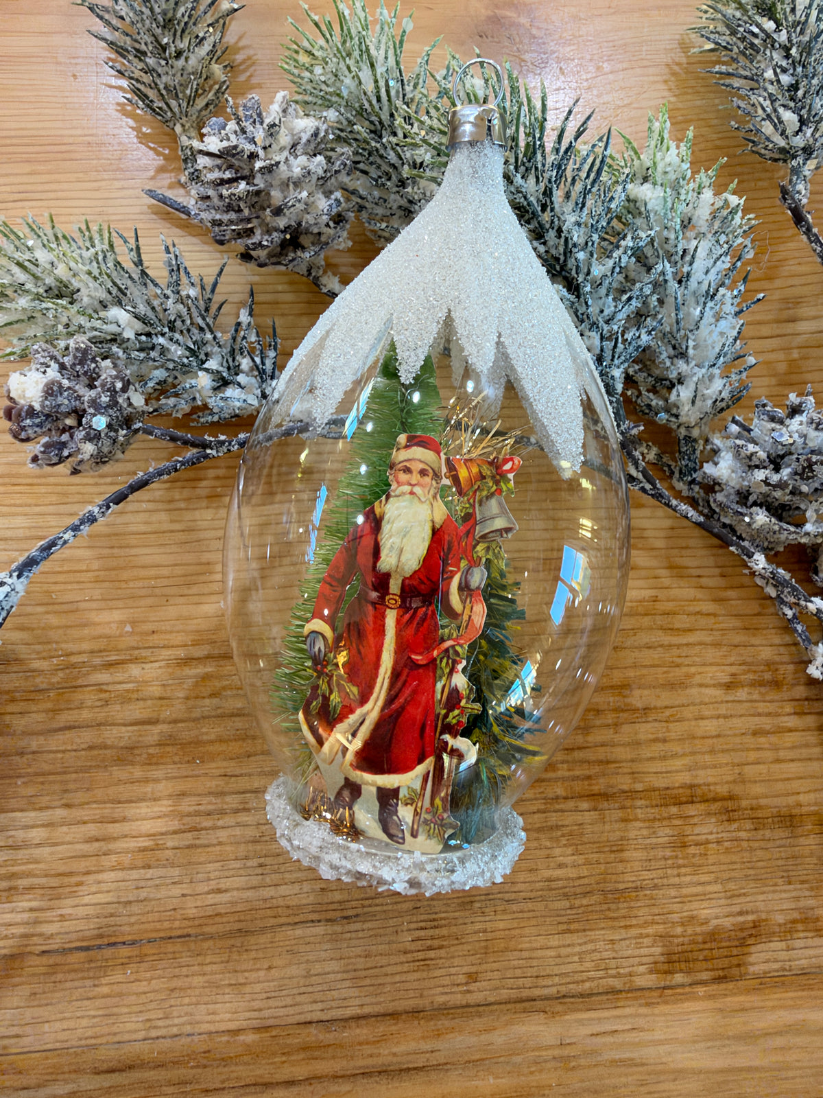 Nostalgie Handmade Ornament from Germany {Diorama Santa with Bells}