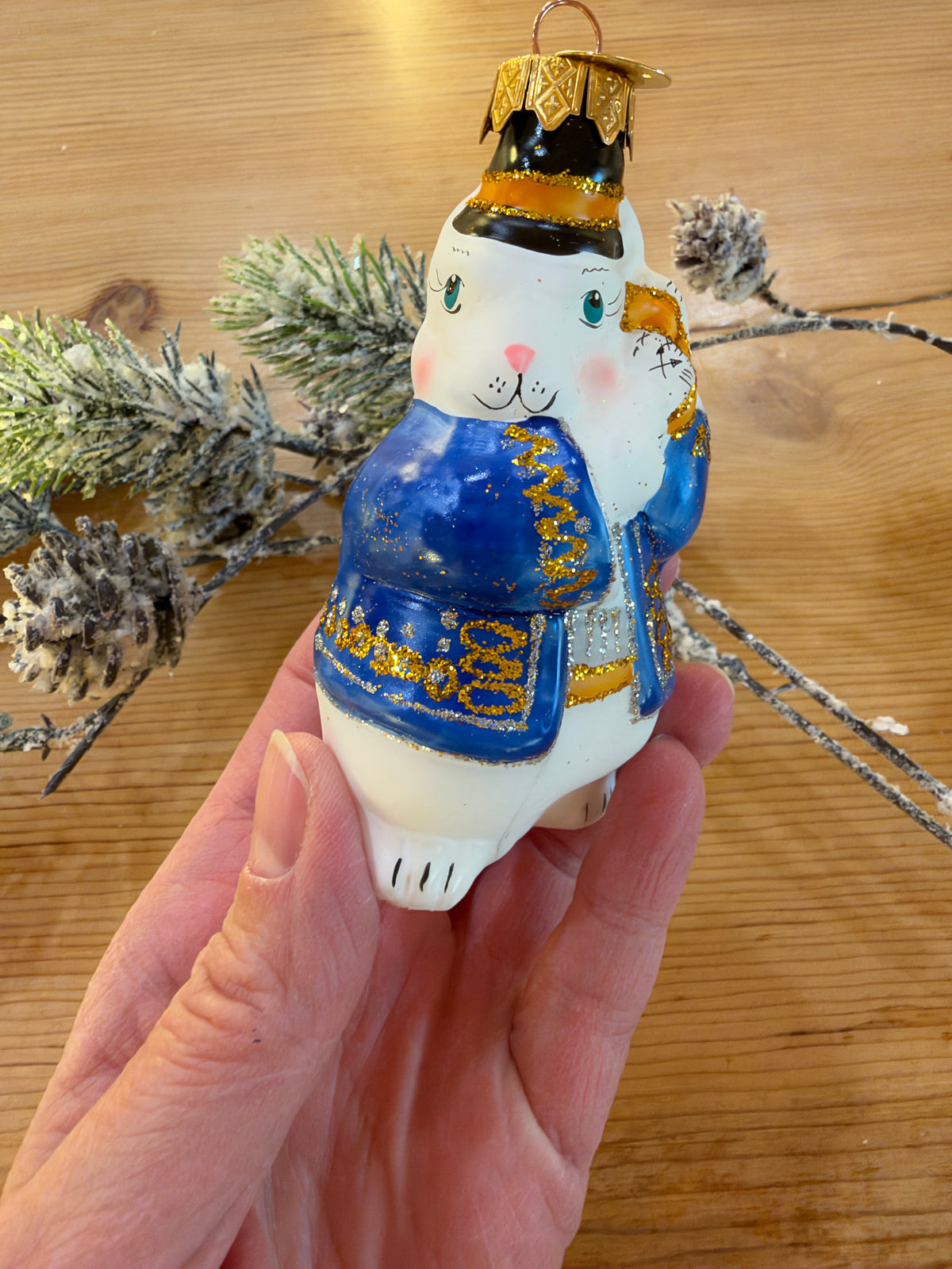 Nostalgie Handmade Ornament from Germany {Rabbit with Clock}