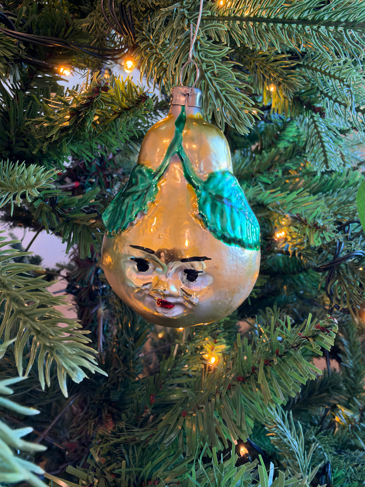Nostalgie Handmade Ornament from Germany {Pear with Face}