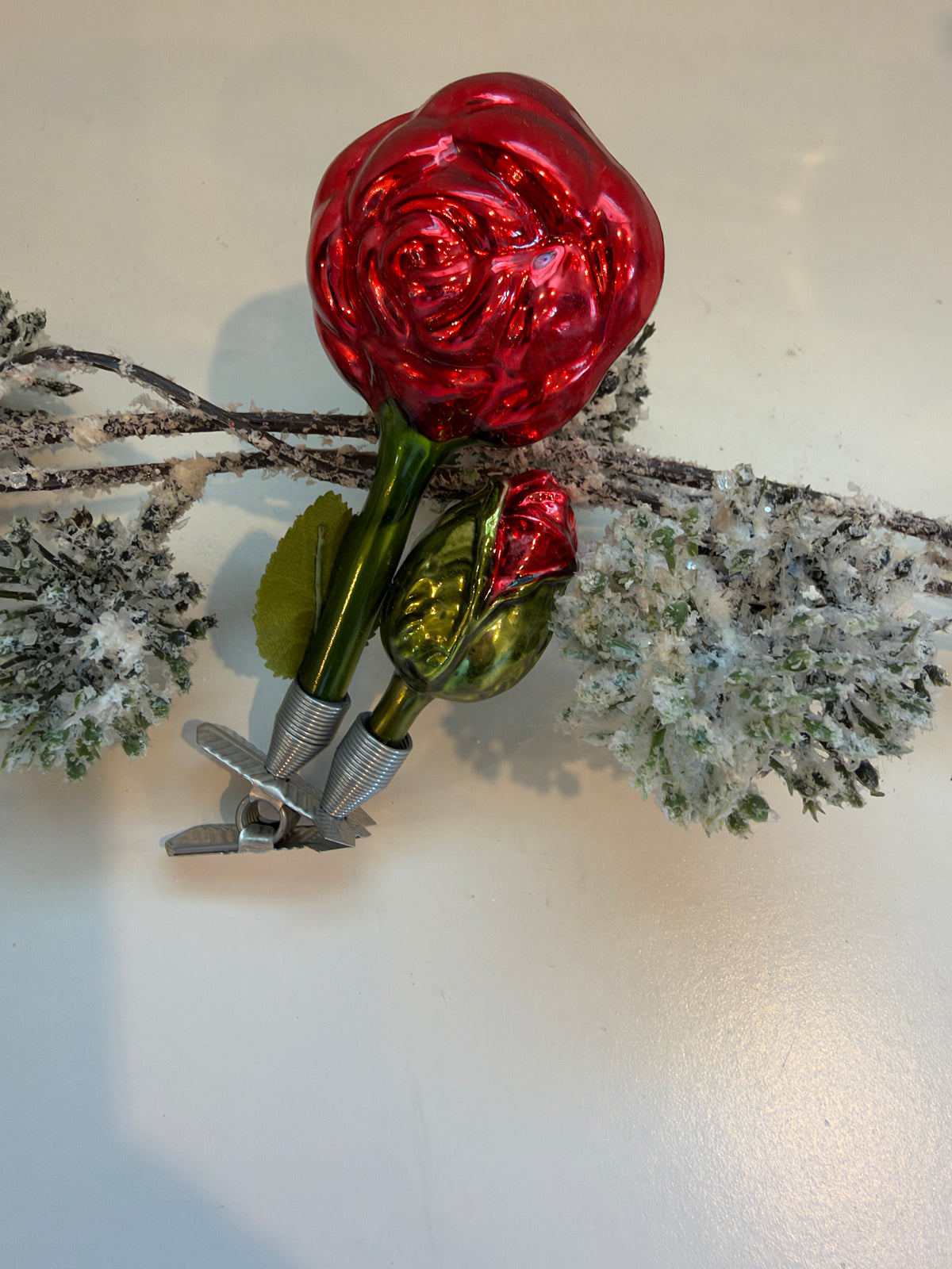 Nostalgie Handmade Ornament from Germany {Double Rose Clip}