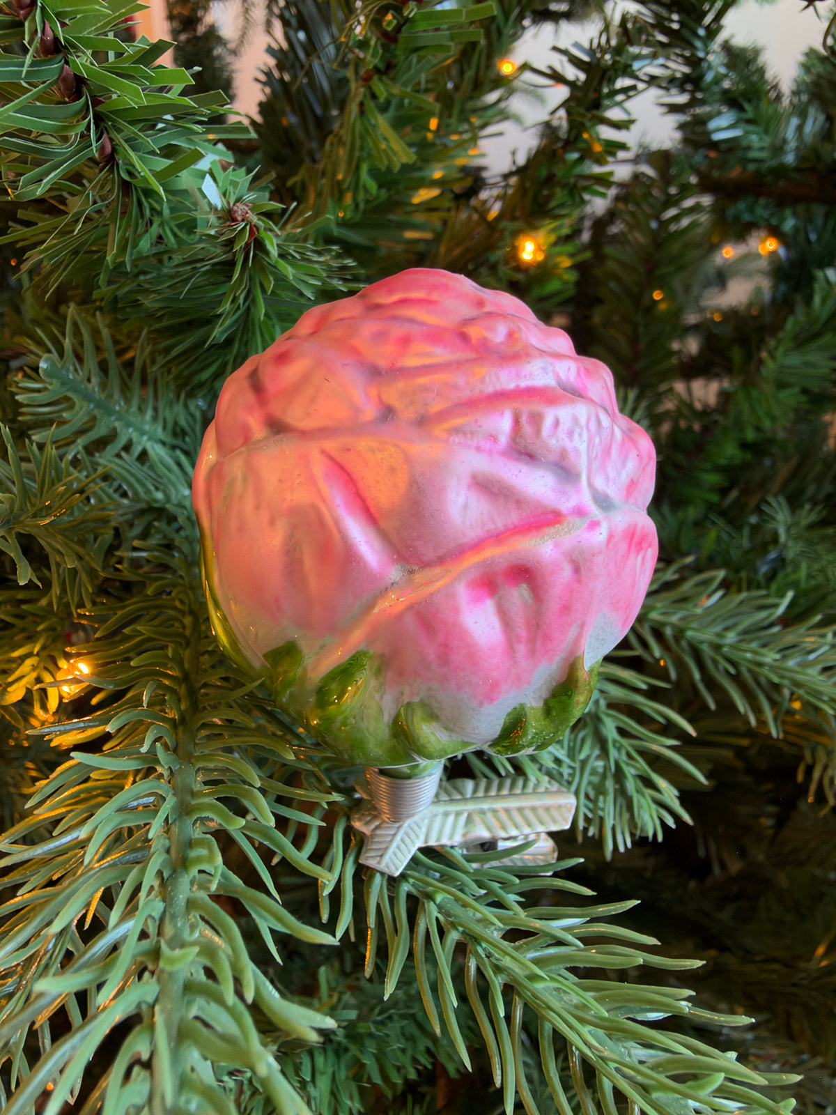 Nostalgie Handmade Ornament from Germany {Rose on Clip}