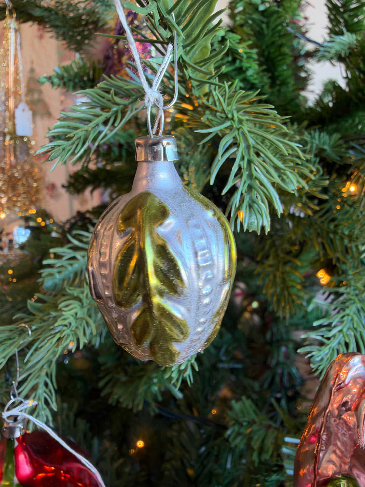 Nostalgie Handmade Ornament from Germany {Small Nut with Leaf}