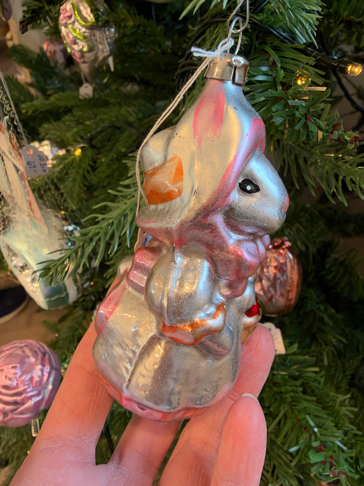 Nostalgie Handmade Ornament from Germany {Bunny Girl in Dress}