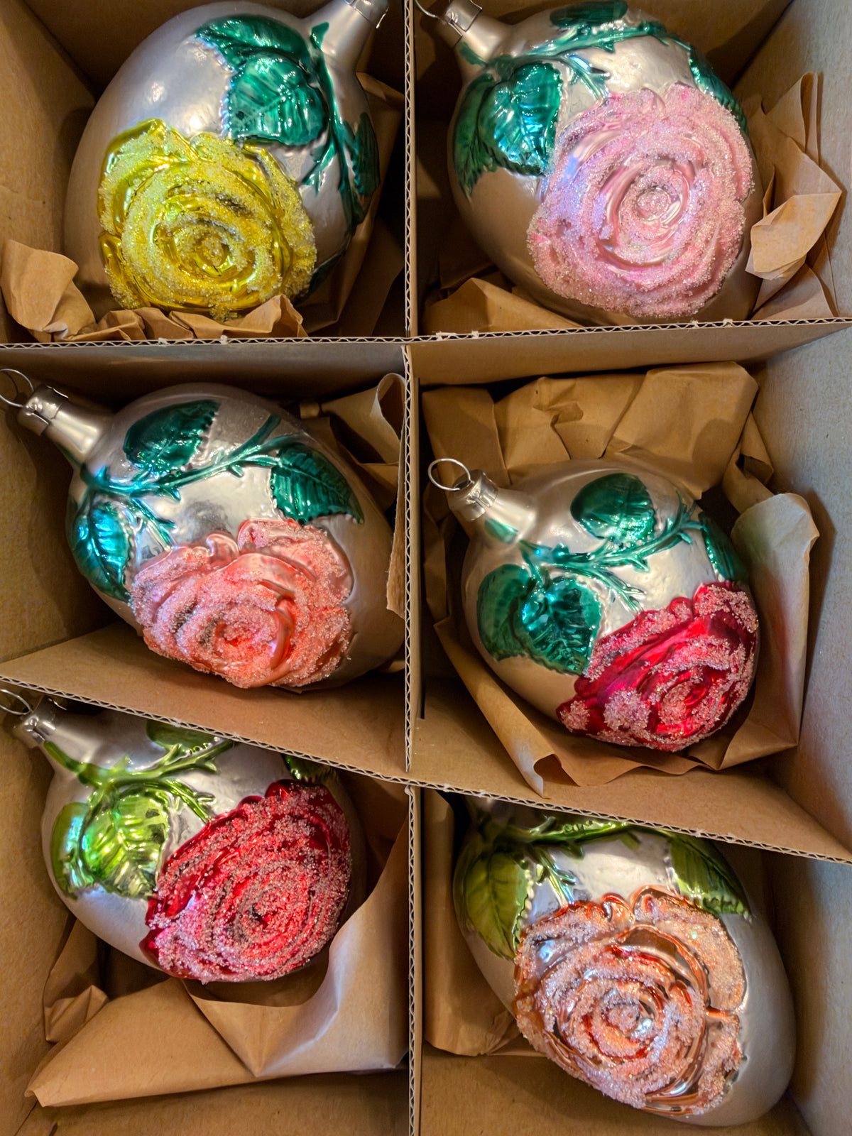 Nostalgie Handmade Ornament from Germany {Glass Roses 11 cm set of 6}