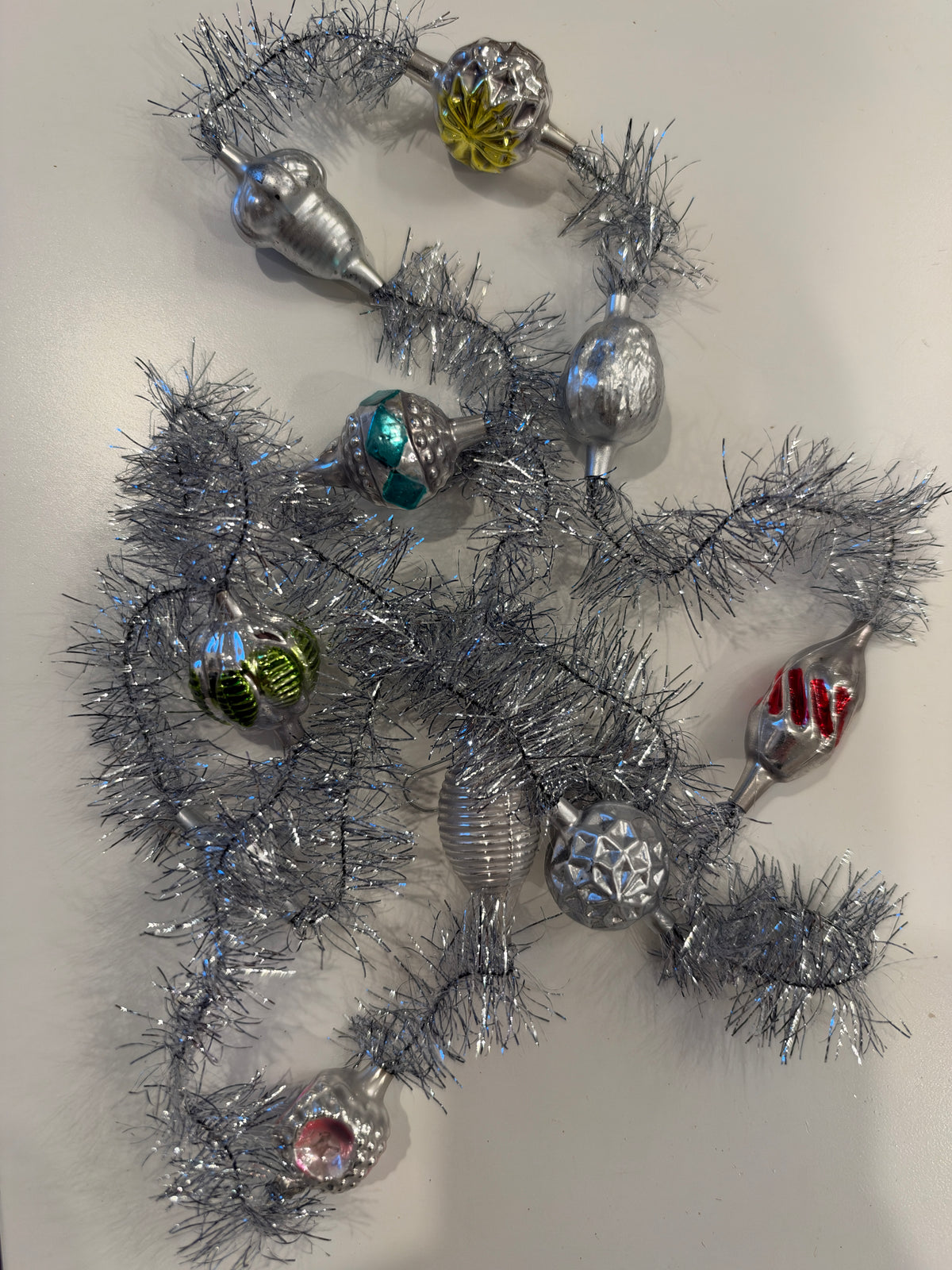 Nostalgie Handmade Ornament from Germany {Silver Tinsel Garland 1.5m}
