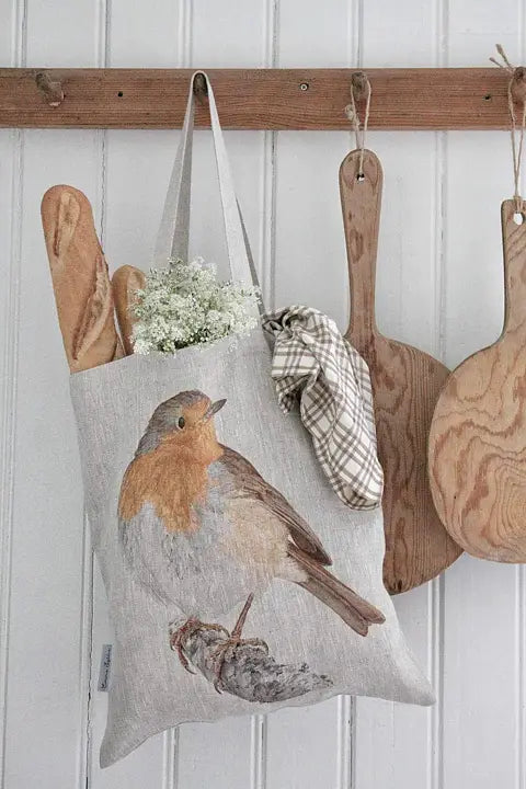 Emma Sjodin: Tote Bag in Linen {Red Robin}