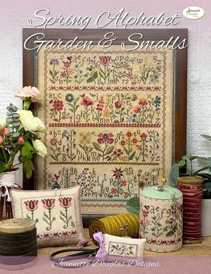 Spring Alphabet Garden & Smalls Cross stitch pattern by Jeannette Douglas Designs