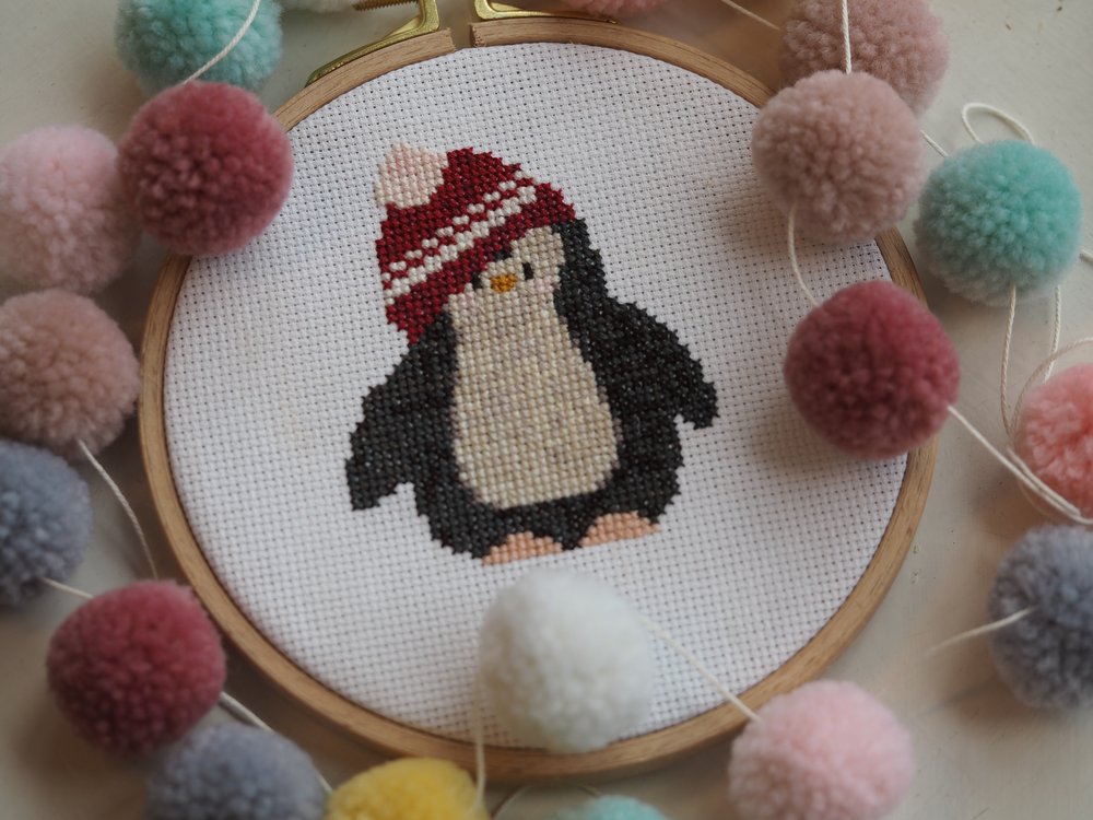 The Stitchery Cross Stitch Kit: Pierre the Penguin {linen}