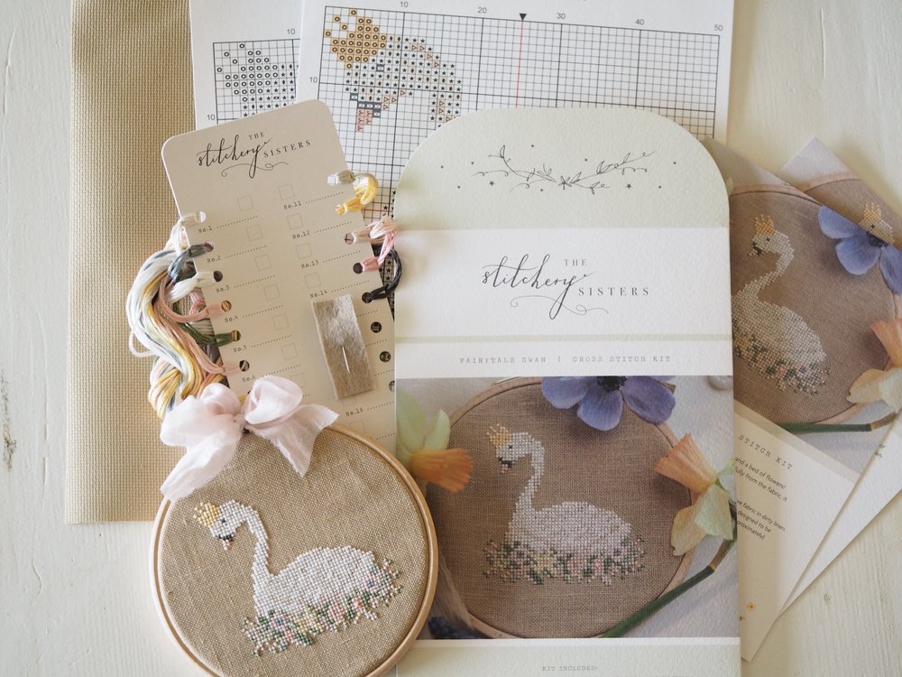 The Stitchery Cross Stitch Kit: Fairytale Swan {linen}