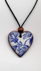 Stockwell Ceramics Pendant {Heart Blue and White}