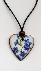 Stockwell Ceramics Pendant {Heart Forget me Not}