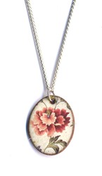 Stockwell Ceramics Pendant {Oval Pink Floral}