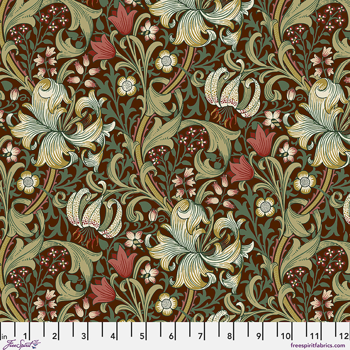 Suffolk Holiday Collection {Golden Lily in Ruby} by Morris & Co.
