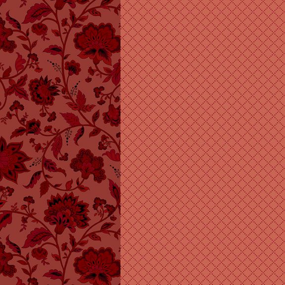 Red floral patterned fabric with a textured diamond design, perfect for home decor and upholstery.