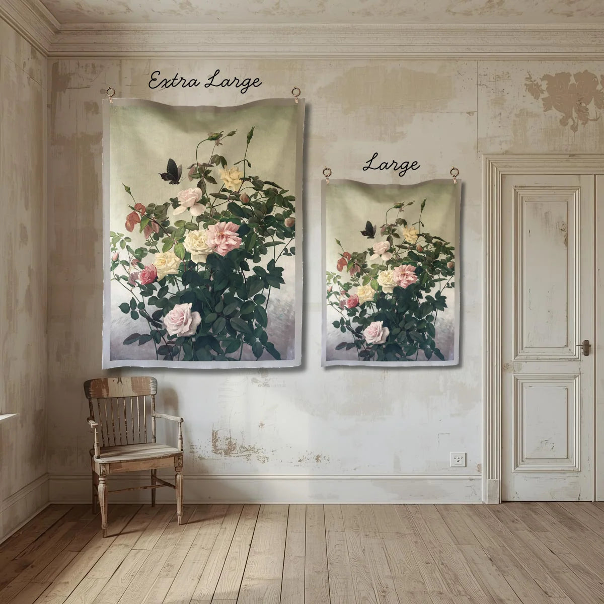 Stitch & Fable Vintage Art Textile Panel ~ {Roses and Butterfly}