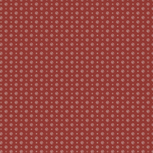 Red floral patterned fabric, perfect for sewing projects and crafts, made from soft cotton.