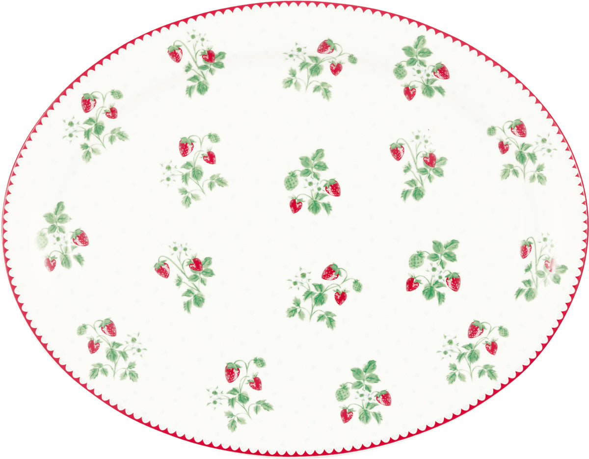GreenGate Oval Serving Plate Berry White Medium